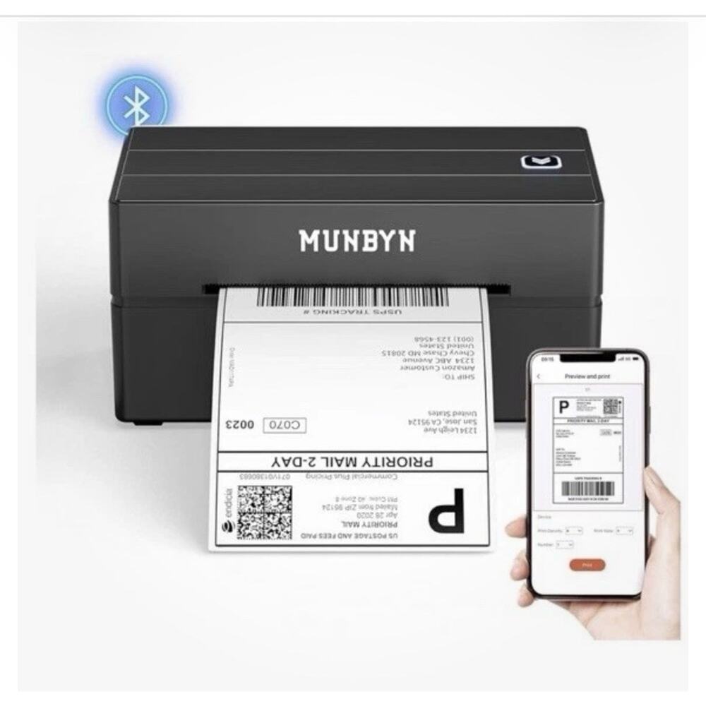 Munbyn Bluetooth Thermal Label Printer, 130B Wireless 4x6 Shipping Label Printer
